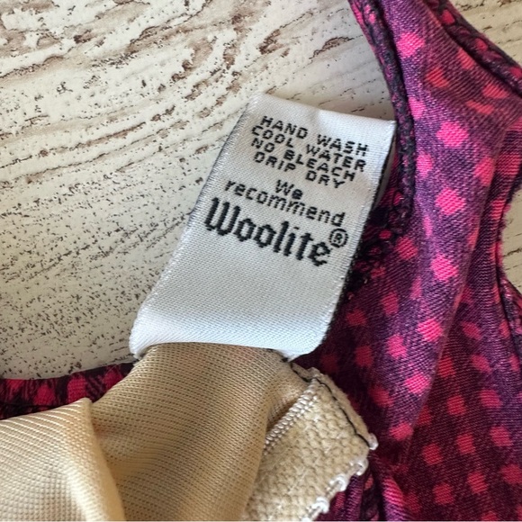 VINTAGE 80s Gingham High Cut Bow One Piece Swimsuit Dunkis of New York Hot Pink - Picture 9 of 14